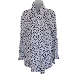 Animal Print Open-Front Shawl Collar Cardigan